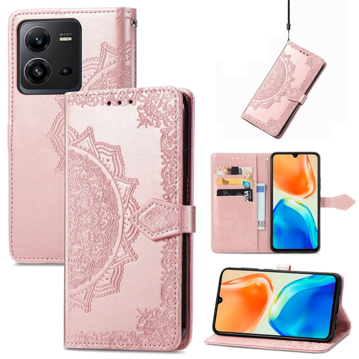 Estuche para teléfono de cuero en relieve Mandala Flower, For Xiaomi Poco X3 Pro, For Xiaomi Poco X4 GT, For Xiaomi Redmi Note 10S, For Asus Zenfone 9, For vivo T2X 5G, For vivo V23 5G, For vivo X80 Lite, For vivo X80 Pro