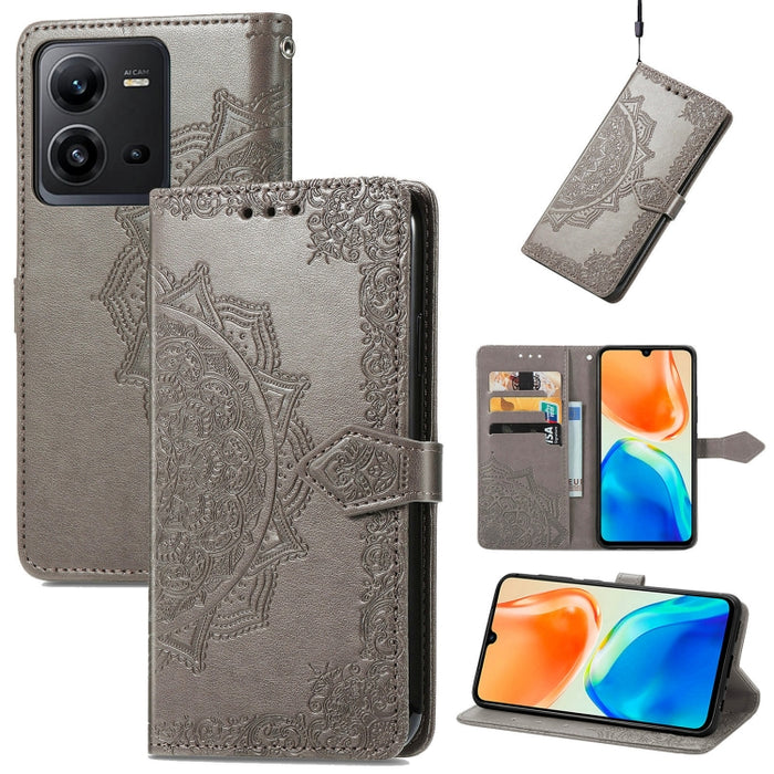 Estuche para teléfono de cuero en relieve Mandala Flower, For Xiaomi Poco X3 Pro, For Xiaomi Poco X4 GT, For Xiaomi Redmi Note 10S, For Asus Zenfone 9, For vivo T2X 5G, For vivo V23 5G, For vivo X80 Lite, For vivo X80 Pro