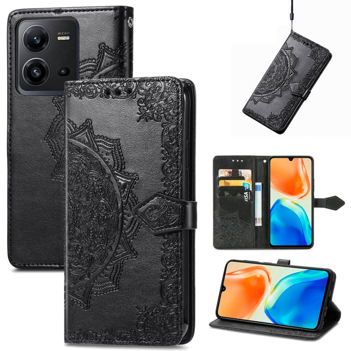 Estuche para teléfono de cuero en relieve Mandala Flower, For Xiaomi Poco X3 Pro, For Xiaomi Poco X4 GT, For Xiaomi Redmi Note 10S, For Asus Zenfone 9, For vivo T2X 5G, For vivo V23 5G, For vivo X80 Lite, For vivo X80 Pro