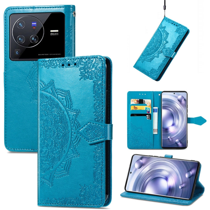 Estuche para teléfono de cuero en relieve Mandala Flower, For Xiaomi Poco X3 Pro, For Xiaomi Poco X4 GT, For Xiaomi Redmi Note 10S, For Asus Zenfone 9, For vivo T2X 5G, For vivo V23 5G, For vivo X80 Lite, For vivo X80 Pro