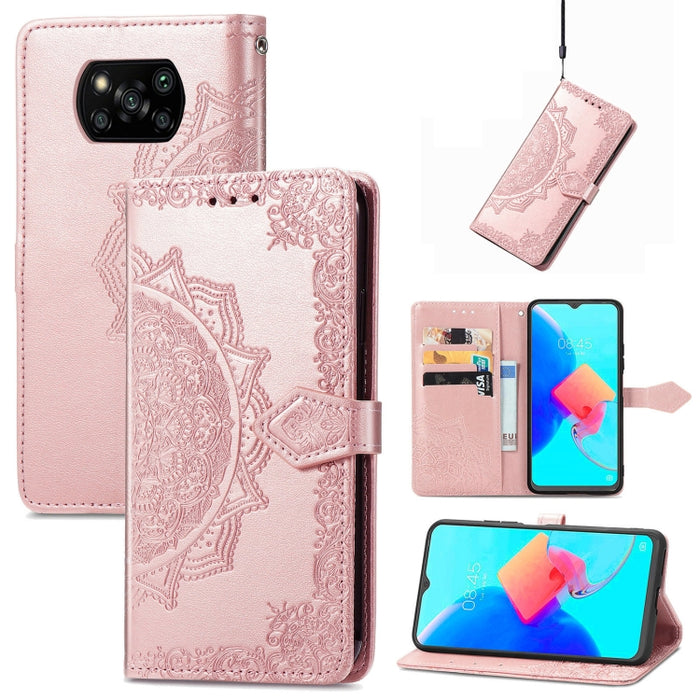 Estuche para teléfono de cuero en relieve Mandala Flower, For Xiaomi Poco X3 Pro, For Xiaomi Poco X4 GT, For Xiaomi Redmi Note 10S, For Asus Zenfone 9, For vivo T2X 5G, For vivo V23 5G, For vivo X80 Lite, For vivo X80 Pro