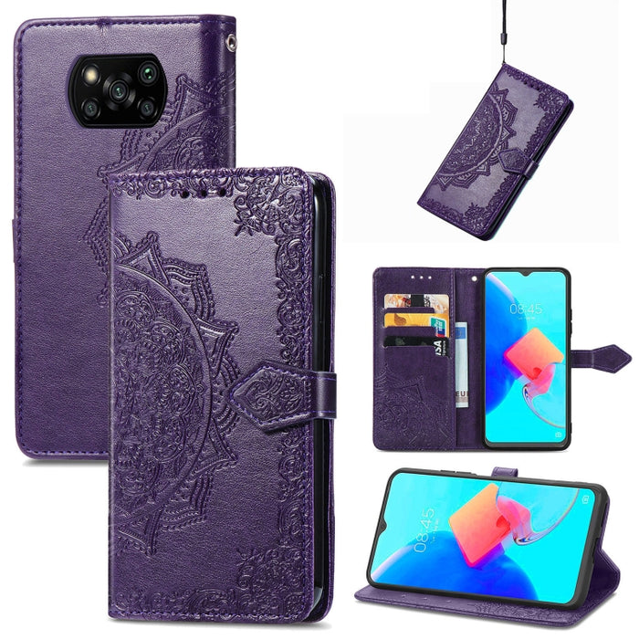 Estuche para teléfono de cuero en relieve Mandala Flower, For Xiaomi Poco X3 Pro, For Xiaomi Poco X4 GT, For Xiaomi Redmi Note 10S, For Asus Zenfone 9, For vivo T2X 5G, For vivo V23 5G, For vivo X80 Lite, For vivo X80 Pro