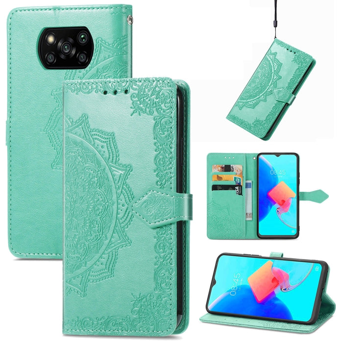 Estuche para teléfono de cuero en relieve Mandala Flower, For Xiaomi Poco X3 Pro, For Xiaomi Poco X4 GT, For Xiaomi Redmi Note 10S, For Asus Zenfone 9, For vivo T2X 5G, For vivo V23 5G, For vivo X80 Lite, For vivo X80 Pro
