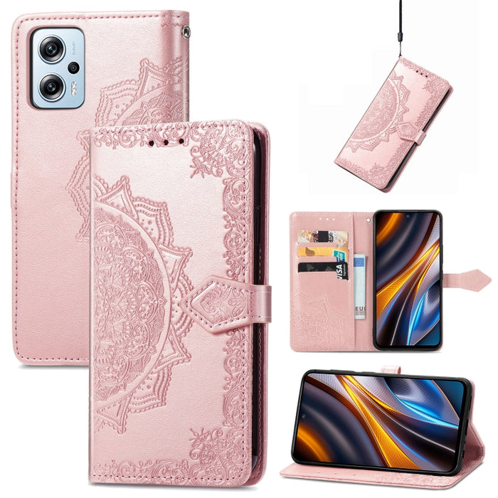 Estuche para teléfono de cuero en relieve Mandala Flower, For Xiaomi Poco X3 Pro, For Xiaomi Poco X4 GT, For Xiaomi Redmi Note 10S, For Asus Zenfone 9, For vivo T2X 5G, For vivo V23 5G, For vivo X80 Lite, For vivo X80 Pro
