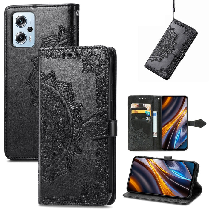 Estuche para teléfono de cuero en relieve Mandala Flower, For Xiaomi Poco X3 Pro, For Xiaomi Poco X4 GT, For Xiaomi Redmi Note 10S, For Asus Zenfone 9, For vivo T2X 5G, For vivo V23 5G, For vivo X80 Lite, For vivo X80 Pro