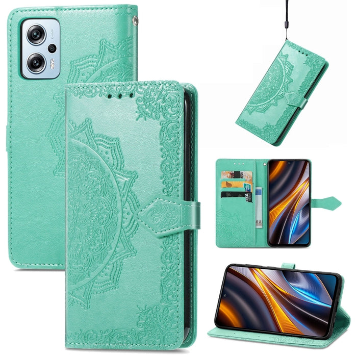 Estuche para teléfono de cuero en relieve Mandala Flower, For Xiaomi Poco X3 Pro, For Xiaomi Poco X4 GT, For Xiaomi Redmi Note 10S, For Asus Zenfone 9, For vivo T2X 5G, For vivo V23 5G, For vivo X80 Lite, For vivo X80 Pro