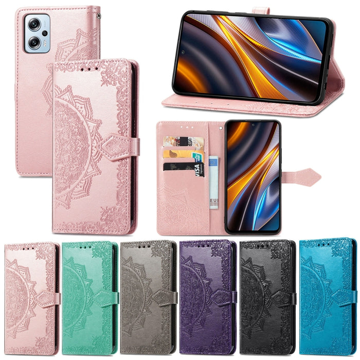 Estuche para teléfono de cuero en relieve Mandala Flower, For Xiaomi Poco X3 Pro, For Xiaomi Poco X4 GT, For Xiaomi Redmi Note 10S, For Asus Zenfone 9, For vivo T2X 5G, For vivo V23 5G, For vivo X80 Lite, For vivo X80 Pro