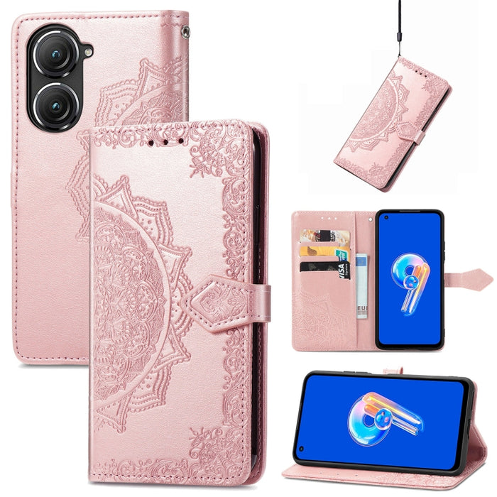 Estuche para teléfono de cuero en relieve Mandala Flower, For Xiaomi Poco X3 Pro, For Xiaomi Poco X4 GT, For Xiaomi Redmi Note 10S, For Asus Zenfone 9, For vivo T2X 5G, For vivo V23 5G, For vivo X80 Lite, For vivo X80 Pro
