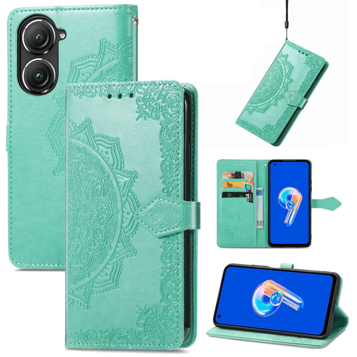 Estuche para teléfono de cuero en relieve Mandala Flower, For Xiaomi Poco X3 Pro, For Xiaomi Poco X4 GT, For Xiaomi Redmi Note 10S, For Asus Zenfone 9, For vivo T2X 5G, For vivo V23 5G, For vivo X80 Lite, For vivo X80 Pro