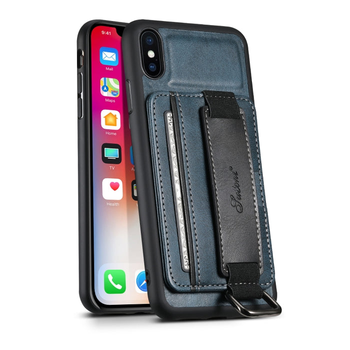 Suteni H13 Tarjeta Monedero Correa de muñeca Funda para teléfono PU, For iPhone X / XS, For iPhone XR, For iPhone XS Max