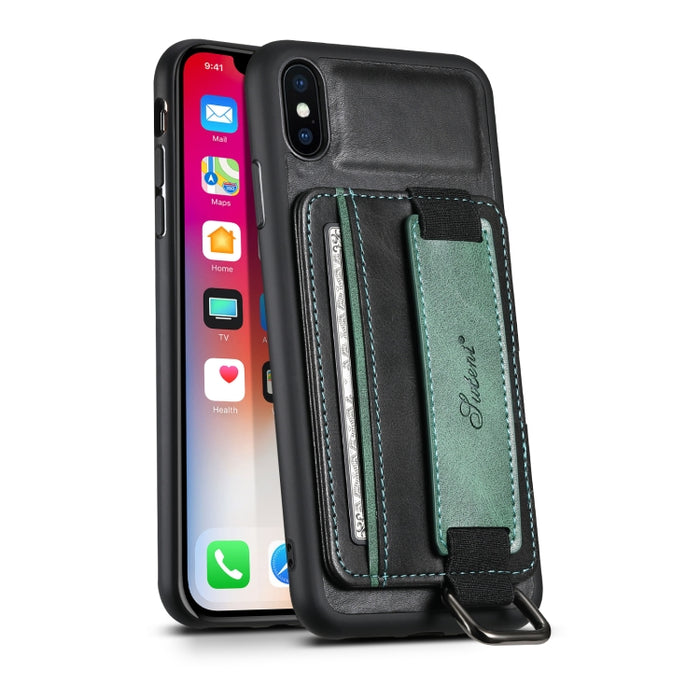 Suteni H13 Tarjeta Monedero Correa de muñeca Funda para teléfono PU, For iPhone X / XS, For iPhone XR, For iPhone XS Max