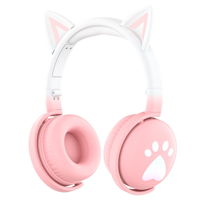 Auriculares de música inalámbricos Bluetooth con orejas de gato lindo KE28 RGB con micrófono desmontable