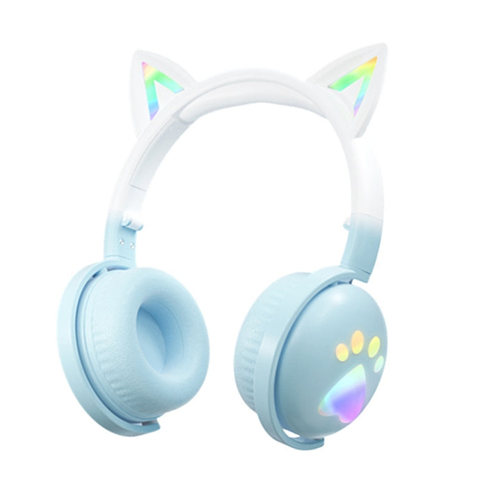 Auriculares de música inalámbricos Bluetooth con orejas de gato lindo KE28 RGB con micrófono desmontable