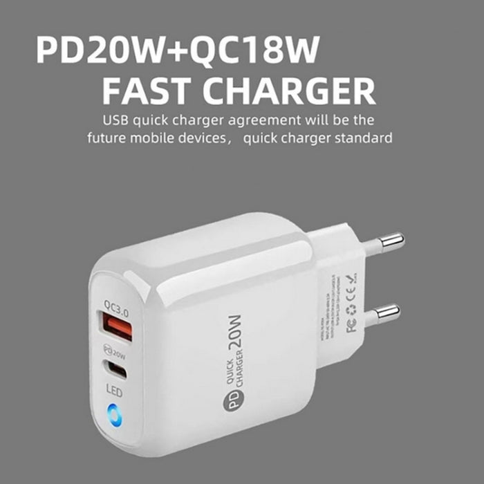 Cargador de teléfono móvil PD04 Type-C + USB con cable Type-C a 8 pines, enchufe de Reino Unido, UK Plug + Type-C to 8 Pin Cable