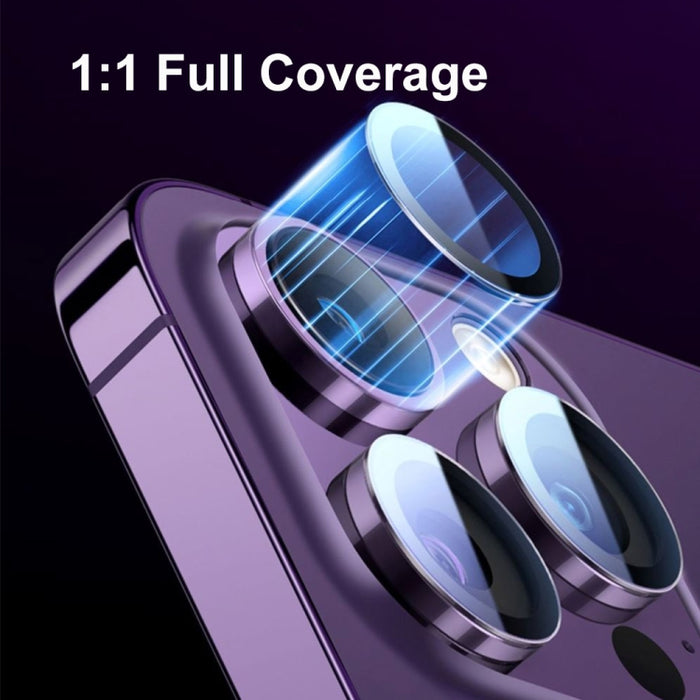ENKAY Hat-Prince película de vidrio de cámara de anillo individual templado con posicionador, For iPhone 13 / 13 mini, For iPhone 13 Pro / 13 Pro Max, For iPhone 14 / 14 Plus, For iPhone 14 Pro / 14 Pro Max
