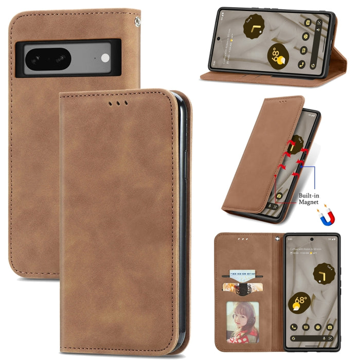 Estuche para teléfono de cuero con tapa magnética con sensación de piel retro, For Google Pixel 7A, For Infinix Smart 6 Plus, For Tecno Spark 9 Pro, For Xiaomi Mi 11 Ultra