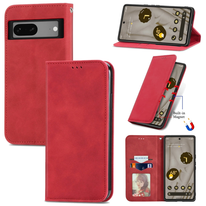 Estuche para teléfono de cuero con tapa magnética con sensación de piel retro, For Google Pixel 7A, For Infinix Smart 6 Plus, For Tecno Spark 9 Pro, For Xiaomi Mi 11 Ultra