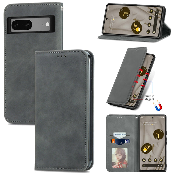 Estuche para teléfono de cuero con tapa magnética con sensación de piel retro, For Google Pixel 7A, For Infinix Smart 6 Plus, For Tecno Spark 9 Pro, For Xiaomi Mi 11 Ultra