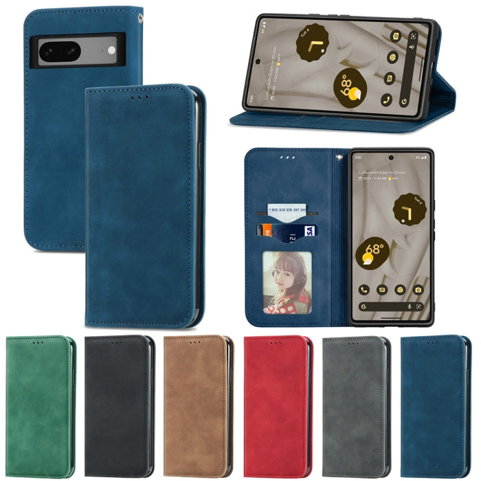 Estuche para teléfono de cuero con tapa magnética con sensación de piel retro, For Google Pixel 7A, For Infinix Smart 6 Plus, For Tecno Spark 9 Pro, For Xiaomi Mi 11 Ultra