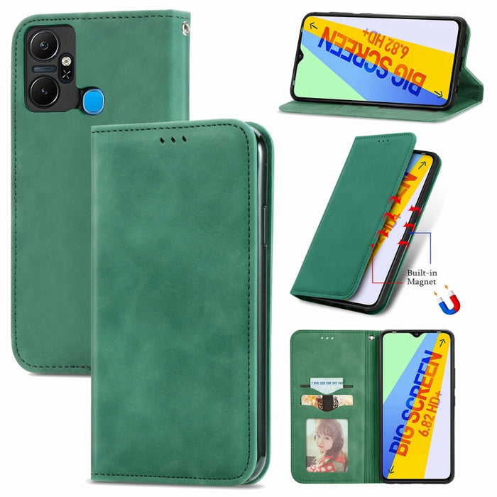 Estuche para teléfono de cuero con tapa magnética con sensación de piel retro, For Google Pixel 7A, For Infinix Smart 6 Plus, For Tecno Spark 9 Pro, For Xiaomi Mi 11 Ultra