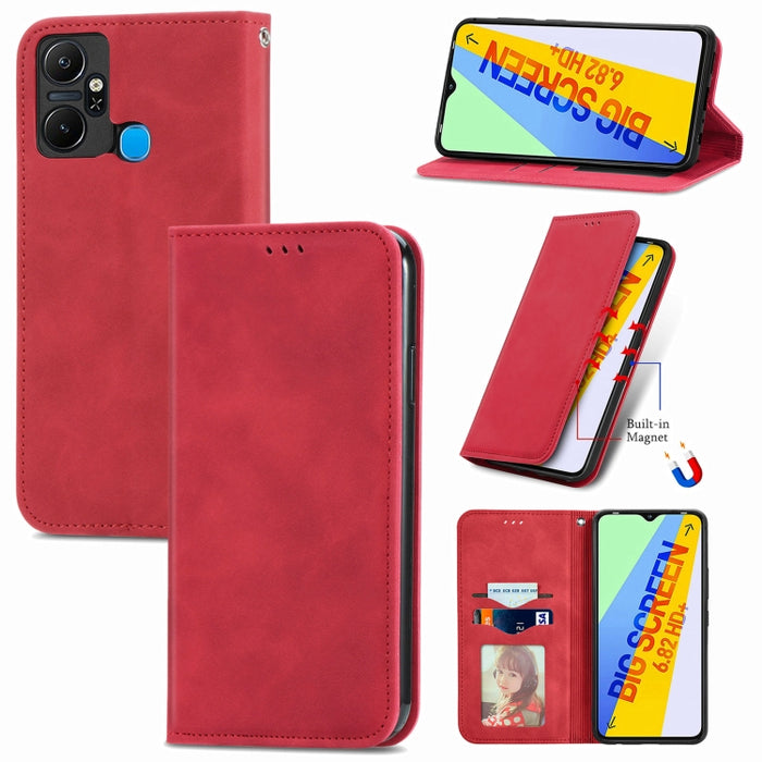 Estuche para teléfono de cuero con tapa magnética con sensación de piel retro, For Google Pixel 7A, For Infinix Smart 6 Plus, For Tecno Spark 9 Pro, For Xiaomi Mi 11 Ultra