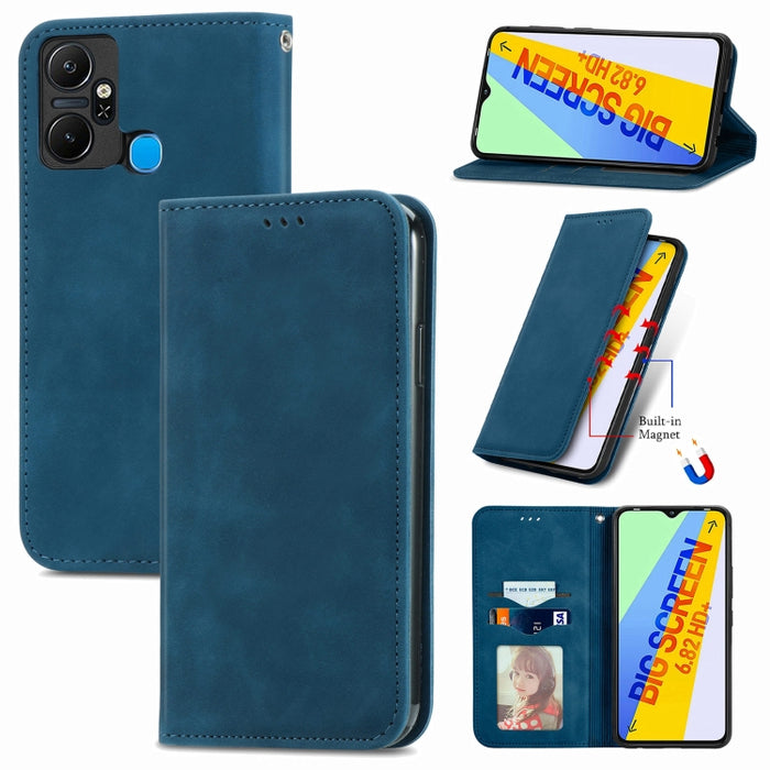 Estuche para teléfono de cuero con tapa magnética con sensación de piel retro, For Google Pixel 7A, For Infinix Smart 6 Plus, For Tecno Spark 9 Pro, For Xiaomi Mi 11 Ultra