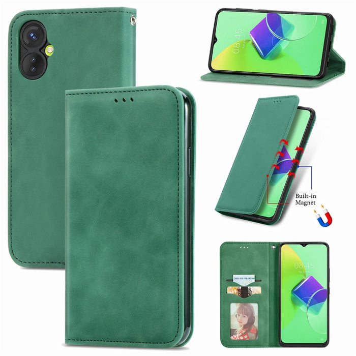 Estuche para teléfono de cuero con tapa magnética con sensación de piel retro, For Google Pixel 7A, For Infinix Smart 6 Plus, For Tecno Spark 9 Pro, For Xiaomi Mi 11 Ultra