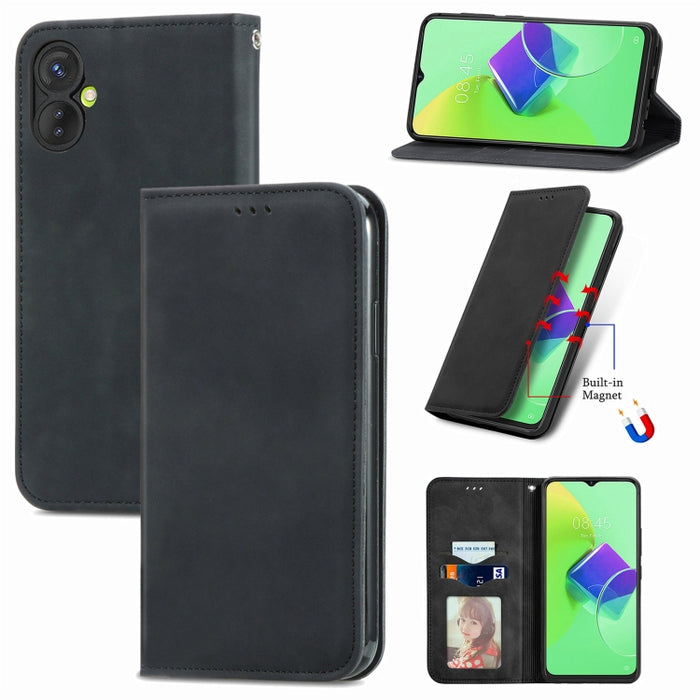 Estuche para teléfono de cuero con tapa magnética con sensación de piel retro, For Google Pixel 7A, For Infinix Smart 6 Plus, For Tecno Spark 9 Pro, For Xiaomi Mi 11 Ultra