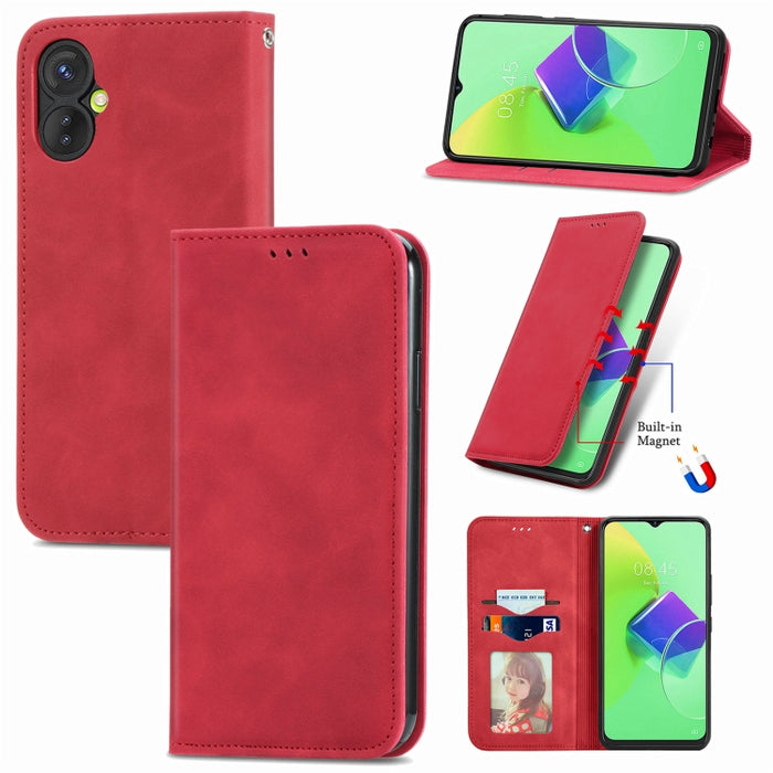 Estuche para teléfono de cuero con tapa magnética con sensación de piel retro, For Google Pixel 7A, For Infinix Smart 6 Plus, For Tecno Spark 9 Pro, For Xiaomi Mi 11 Ultra