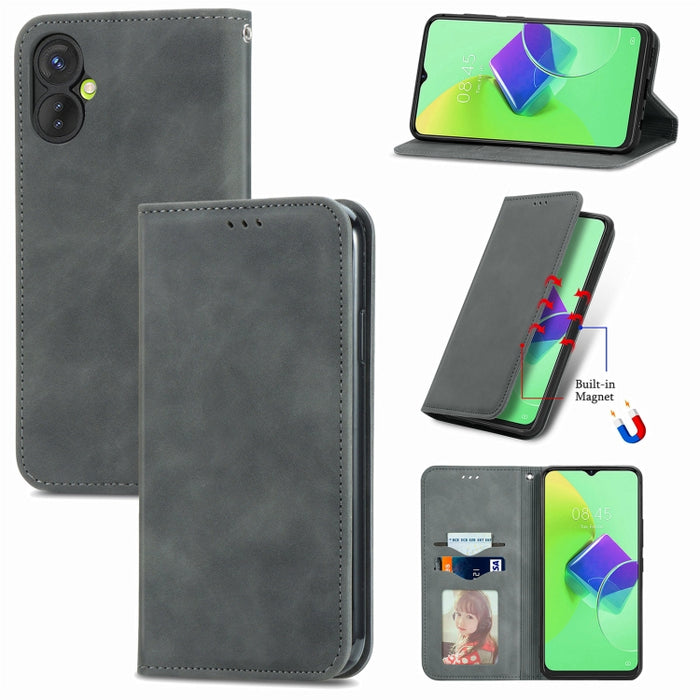 Estuche para teléfono de cuero con tapa magnética con sensación de piel retro, For Google Pixel 7A, For Infinix Smart 6 Plus, For Tecno Spark 9 Pro, For Xiaomi Mi 11 Ultra