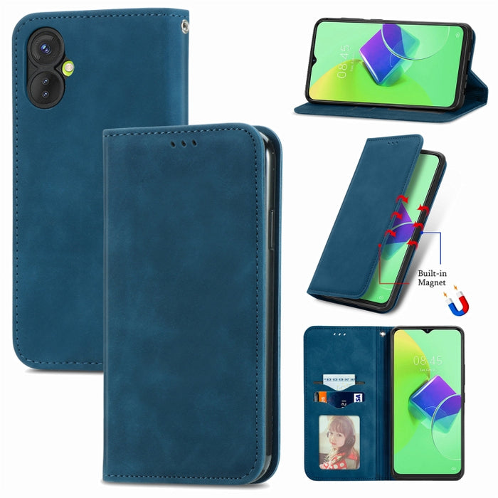 Estuche para teléfono de cuero con tapa magnética con sensación de piel retro, For Google Pixel 7A, For Infinix Smart 6 Plus, For Tecno Spark 9 Pro, For Xiaomi Mi 11 Ultra