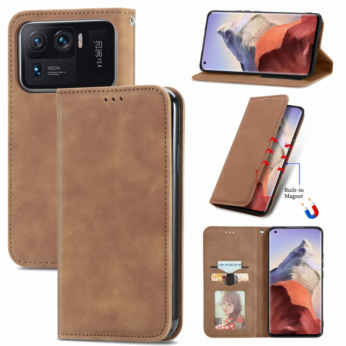 Estuche para teléfono de cuero con tapa magnética con sensación de piel retro, For Google Pixel 7A, For Infinix Smart 6 Plus, For Tecno Spark 9 Pro, For Xiaomi Mi 11 Ultra