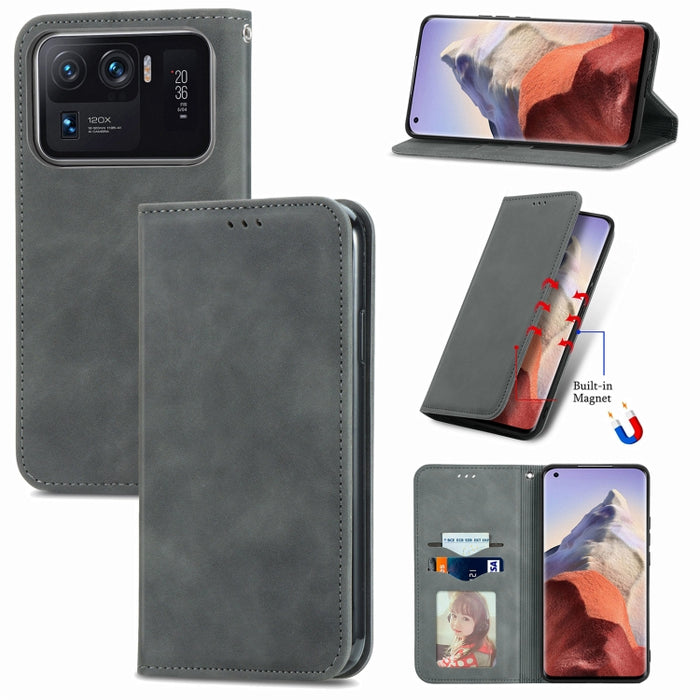 Estuche para teléfono de cuero con tapa magnética con sensación de piel retro, For Google Pixel 7A, For Infinix Smart 6 Plus, For Tecno Spark 9 Pro, For Xiaomi Mi 11 Ultra
