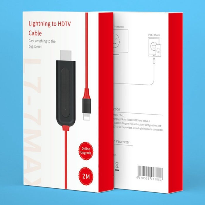 Cable adaptador de 2m y 8 pines a HDMI, convertidor de pantalla de sincronización de vídeo para iPad y iPhone
