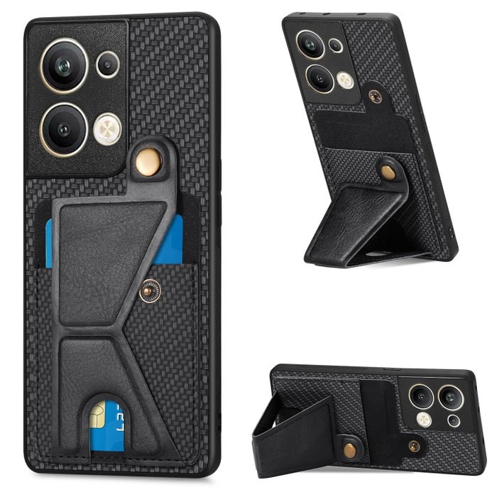 Caja del teléfono del titular de la tarjeta del tirón de la cartera de la fibra de carbono, For OPPO A57 4G, For Huawei nova Y90, For OPPO Reno9, For OPPO Reno9 Pro+, For Xiaomi Poco M5 4G, For Realme C30, For Xiaomi 13 Pro, For Xiaomi 13              ...