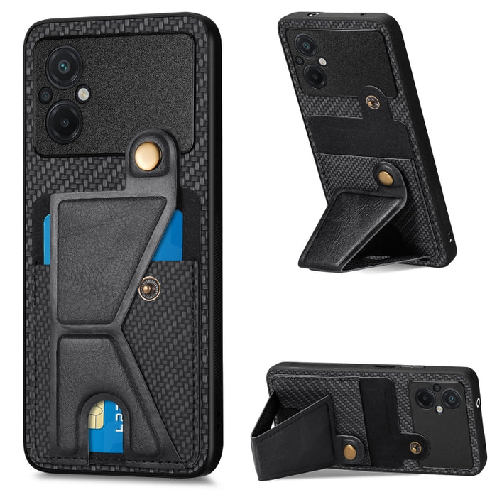 Caja del teléfono del titular de la tarjeta del tirón de la cartera de la fibra de carbono, For OPPO A57 4G, For Huawei nova Y90, For OPPO Reno9, For OPPO Reno9 Pro+, For Xiaomi Poco M5 4G, For Realme C30, For Xiaomi 13 Pro, For Xiaomi 13              ...