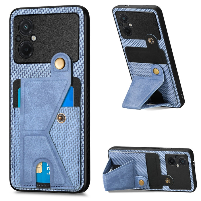 Caja del teléfono del titular de la tarjeta del tirón de la cartera de la fibra de carbono, For OPPO A57 4G, For Huawei nova Y90, For OPPO Reno9, For OPPO Reno9 Pro+, For Xiaomi Poco M5 4G, For Realme C30, For Xiaomi 13 Pro, For Xiaomi 13              ...