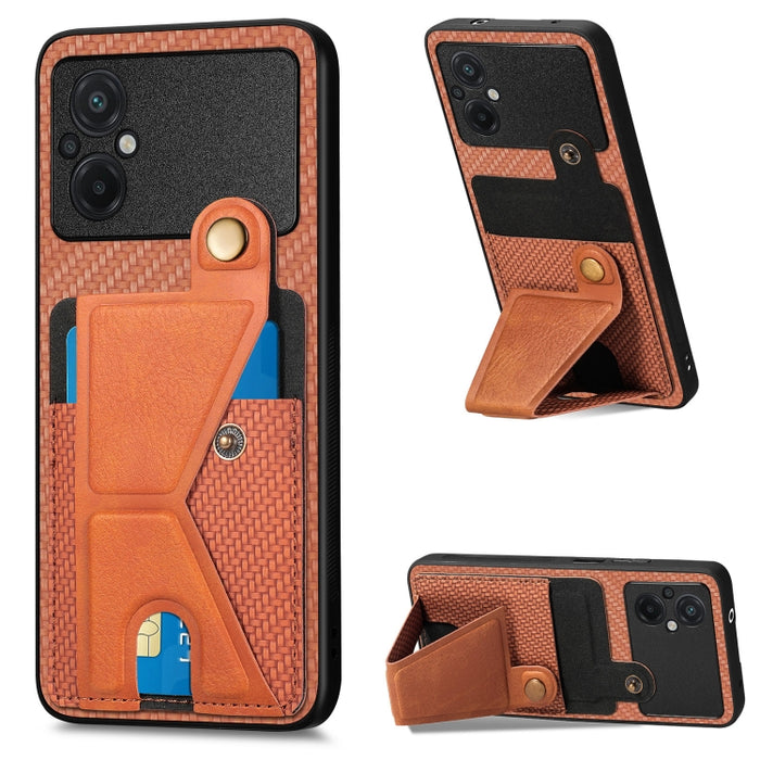 Caja del teléfono del titular de la tarjeta del tirón de la cartera de la fibra de carbono, For OPPO A57 4G, For Huawei nova Y90, For OPPO Reno9, For OPPO Reno9 Pro+, For Xiaomi Poco M5 4G, For Realme C30, For Xiaomi 13 Pro, For Xiaomi 13              ...