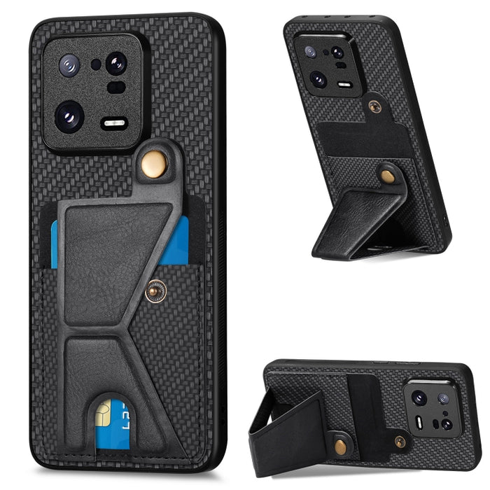 Caja del teléfono del titular de la tarjeta del tirón de la cartera de la fibra de carbono, For OPPO A57 4G, For Huawei nova Y90, For OPPO Reno9, For OPPO Reno9 Pro+, For Xiaomi Poco M5 4G, For Realme C30, For Xiaomi 13 Pro, For Xiaomi 13              ...