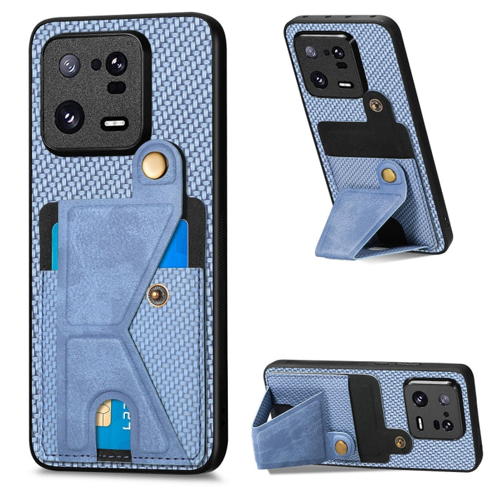 Caja del teléfono del titular de la tarjeta del tirón de la cartera de la fibra de carbono, For OPPO A57 4G, For Huawei nova Y90, For OPPO Reno9, For OPPO Reno9 Pro+, For Xiaomi Poco M5 4G, For Realme C30, For Xiaomi 13 Pro, For Xiaomi 13              ...