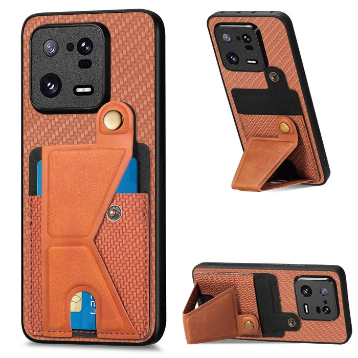 Caja del teléfono del titular de la tarjeta del tirón de la cartera de la fibra de carbono, For OPPO A57 4G, For Huawei nova Y90, For OPPO Reno9, For OPPO Reno9 Pro+, For Xiaomi Poco M5 4G, For Realme C30, For Xiaomi 13 Pro, For Xiaomi 13              ...