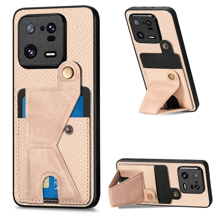 Caja del teléfono del titular de la tarjeta del tirón de la cartera de la fibra de carbono, For OPPO A57 4G, For Huawei nova Y90, For OPPO Reno9, For OPPO Reno9 Pro+, For Xiaomi Poco M5 4G, For Realme C30, For Xiaomi 13 Pro, For Xiaomi 13              ...