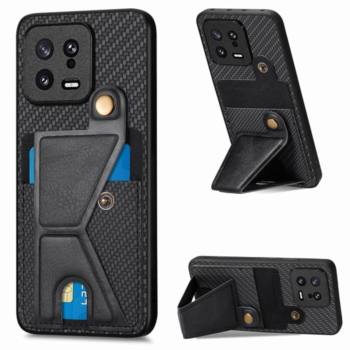 Caja del teléfono del titular de la tarjeta del tirón de la cartera de la fibra de carbono, For OPPO A57 4G, For Huawei nova Y90, For OPPO Reno9, For OPPO Reno9 Pro+, For Xiaomi Poco M5 4G, For Realme C30, For Xiaomi 13 Pro, For Xiaomi 13              ...