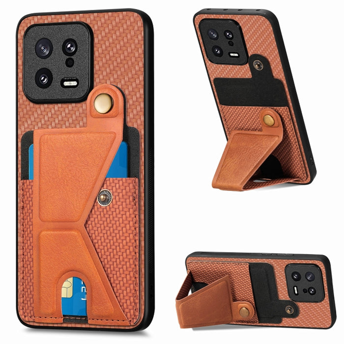 Caja del teléfono del titular de la tarjeta del tirón de la cartera de la fibra de carbono, For OPPO A57 4G, For Huawei nova Y90, For OPPO Reno9, For OPPO Reno9 Pro+, For Xiaomi Poco M5 4G, For Realme C30, For Xiaomi 13 Pro, For Xiaomi 13              ...
