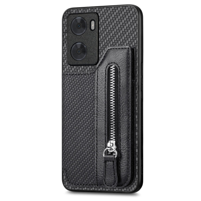 Caja del teléfono de la cartera de la cremallera del tirón de la fibra de carbono, For OPPO A57 4G, For OPPO Reno9, For OPPO Reno9 Pro+, For Xiaomi Poco M5 4G, For Realme C30, For Xiaomi 13 Pro, For Xiaomi 13, For Google Pixel 7A