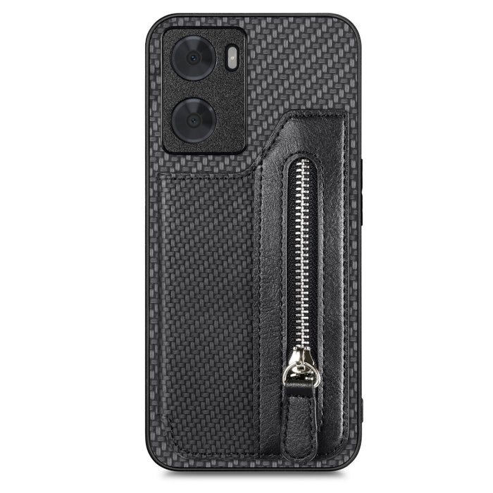 Caja del teléfono de la cartera de la cremallera del tirón de la fibra de carbono, For OPPO A57 4G, For OPPO Reno9, For OPPO Reno9 Pro+, For Xiaomi Poco M5 4G, For Realme C30, For Xiaomi 13 Pro, For Xiaomi 13, For Google Pixel 7A