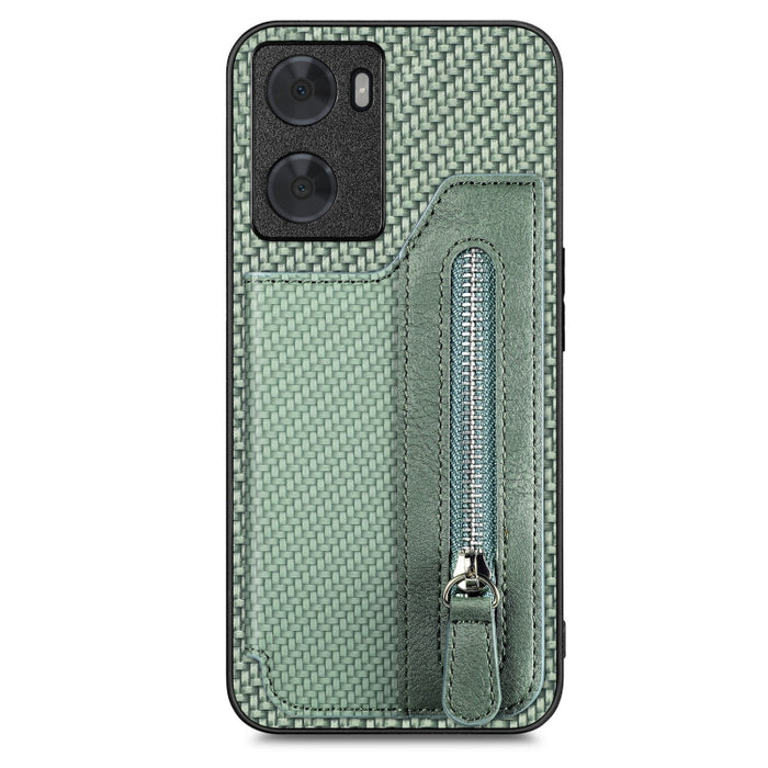 Caja del teléfono de la cartera de la cremallera del tirón de la fibra de carbono, For OPPO A57 4G, For OPPO Reno9, For OPPO Reno9 Pro+, For Xiaomi Poco M5 4G, For Realme C30, For Xiaomi 13 Pro, For Xiaomi 13, For Google Pixel 7A