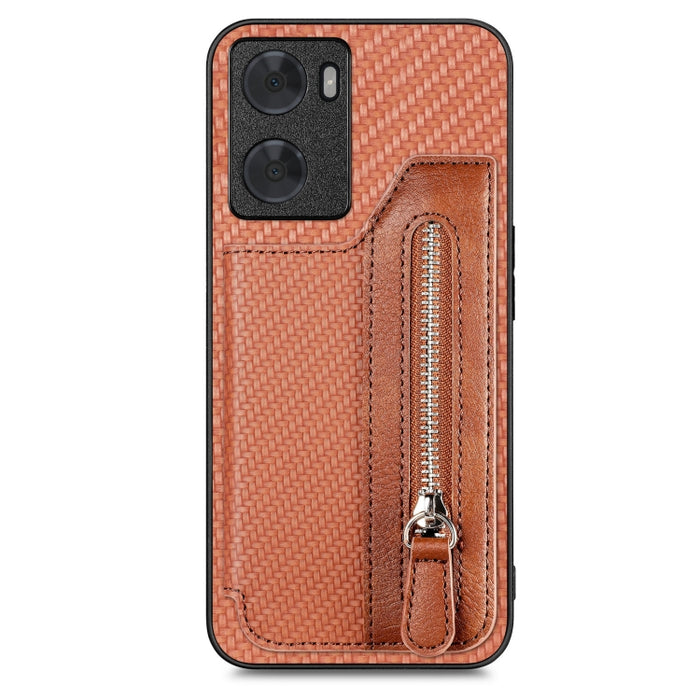 Caja del teléfono de la cartera de la cremallera del tirón de la fibra de carbono, For OPPO A57 4G, For OPPO Reno9, For OPPO Reno9 Pro+, For Xiaomi Poco M5 4G, For Realme C30, For Xiaomi 13 Pro, For Xiaomi 13, For Google Pixel 7A