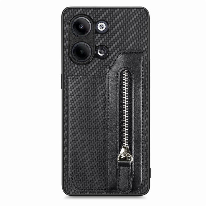 Caja del teléfono de la cartera de la cremallera del tirón de la fibra de carbono, For OPPO A57 4G, For OPPO Reno9, For OPPO Reno9 Pro+, For Xiaomi Poco M5 4G, For Realme C30, For Xiaomi 13 Pro, For Xiaomi 13, For Google Pixel 7A