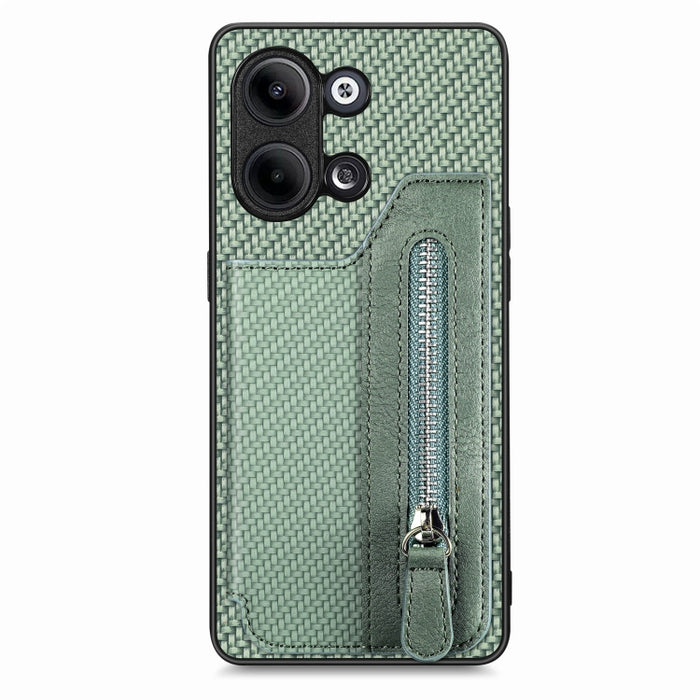 Caja del teléfono de la cartera de la cremallera del tirón de la fibra de carbono, For OPPO A57 4G, For OPPO Reno9, For OPPO Reno9 Pro+, For Xiaomi Poco M5 4G, For Realme C30, For Xiaomi 13 Pro, For Xiaomi 13, For Google Pixel 7A